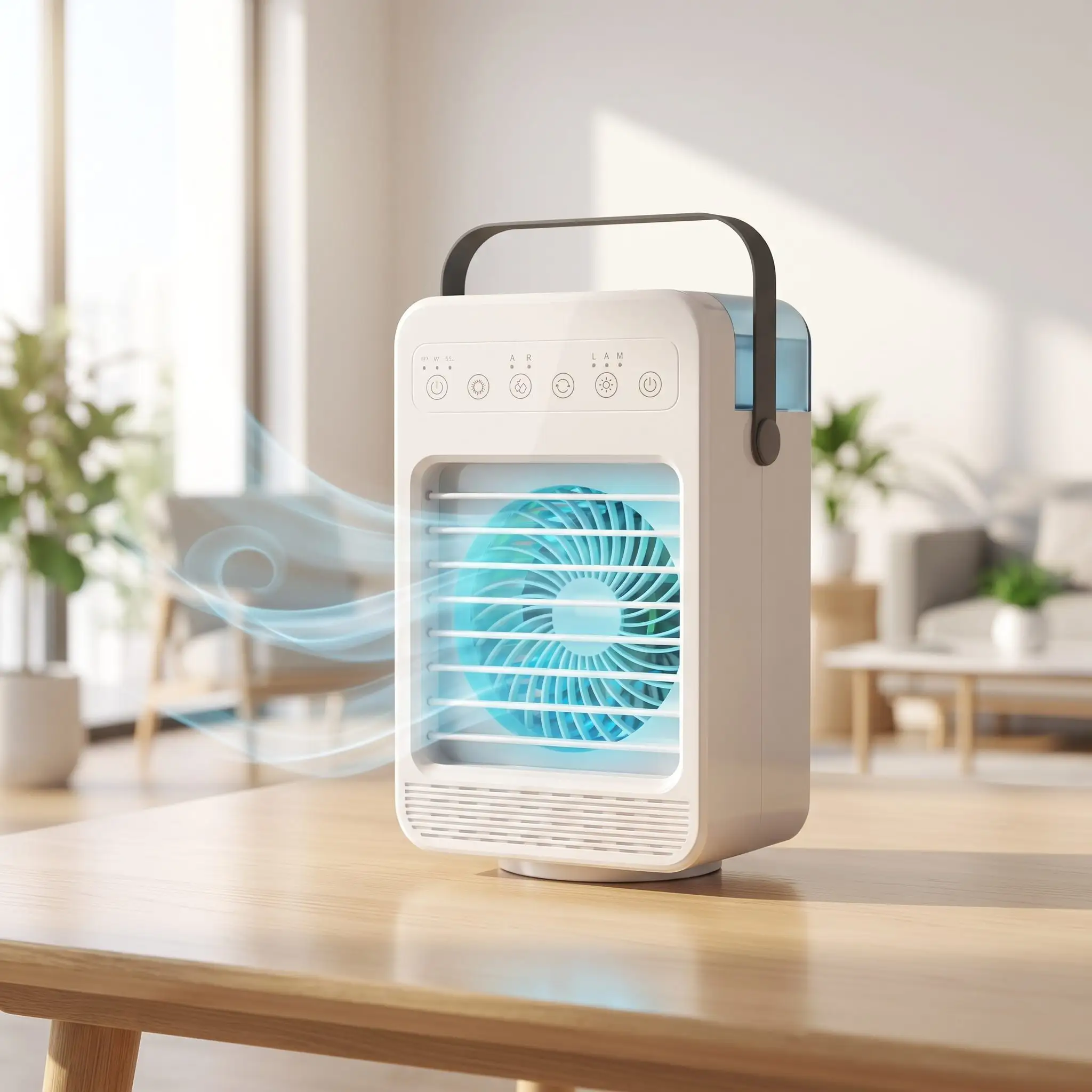 Raffrescatore d'aria CoolJet utilizzato in un caldo home office